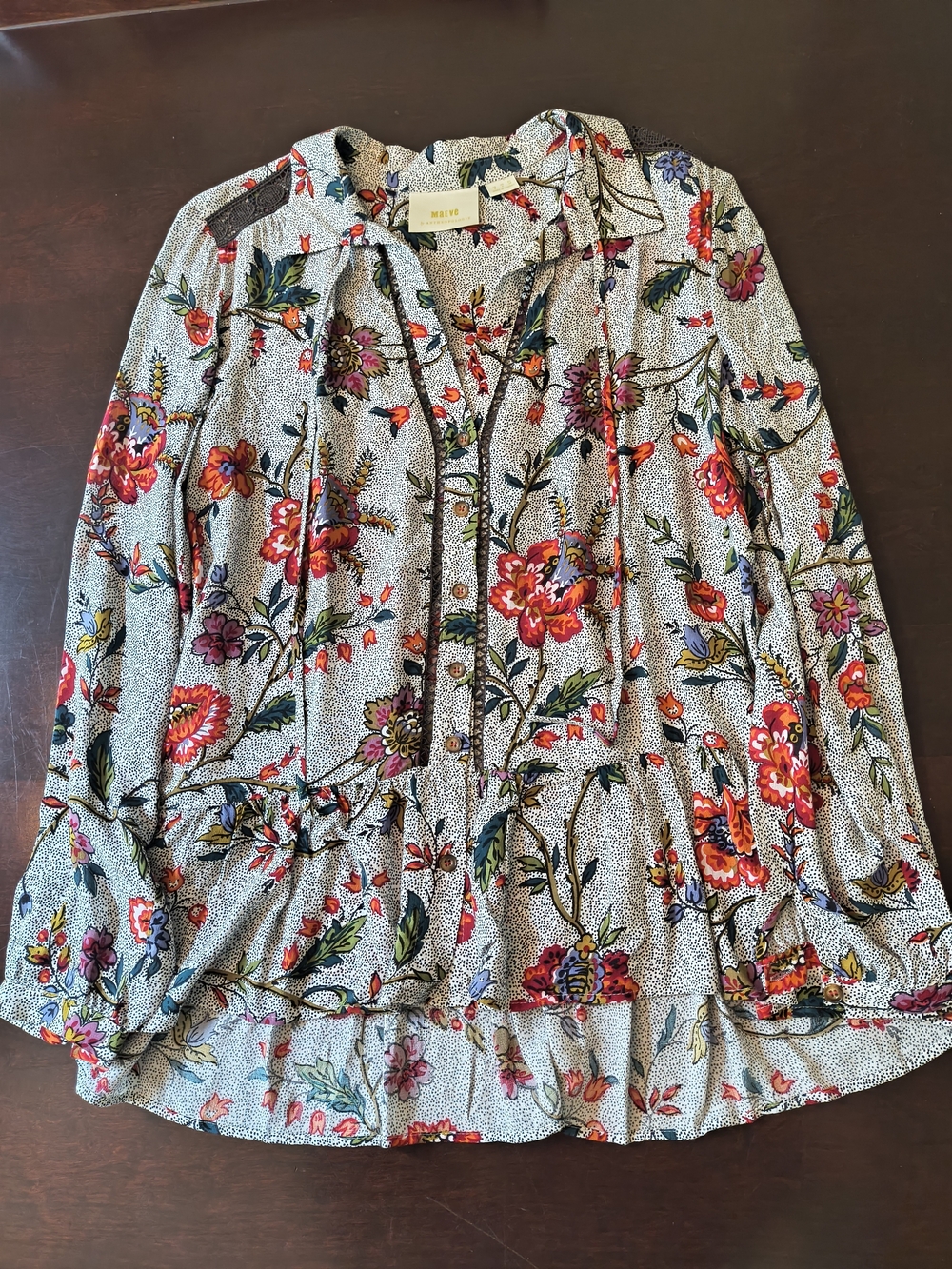 Anthropologie Maeve Floral Button-Front Blouse